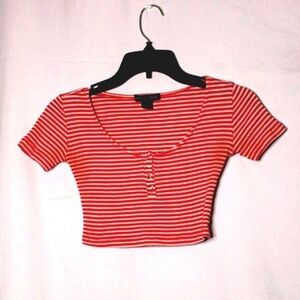 🔥 Y2K American Dream Striped Crop Top -Trendy & Comfy! S, 100 Cotton Jawbreaker